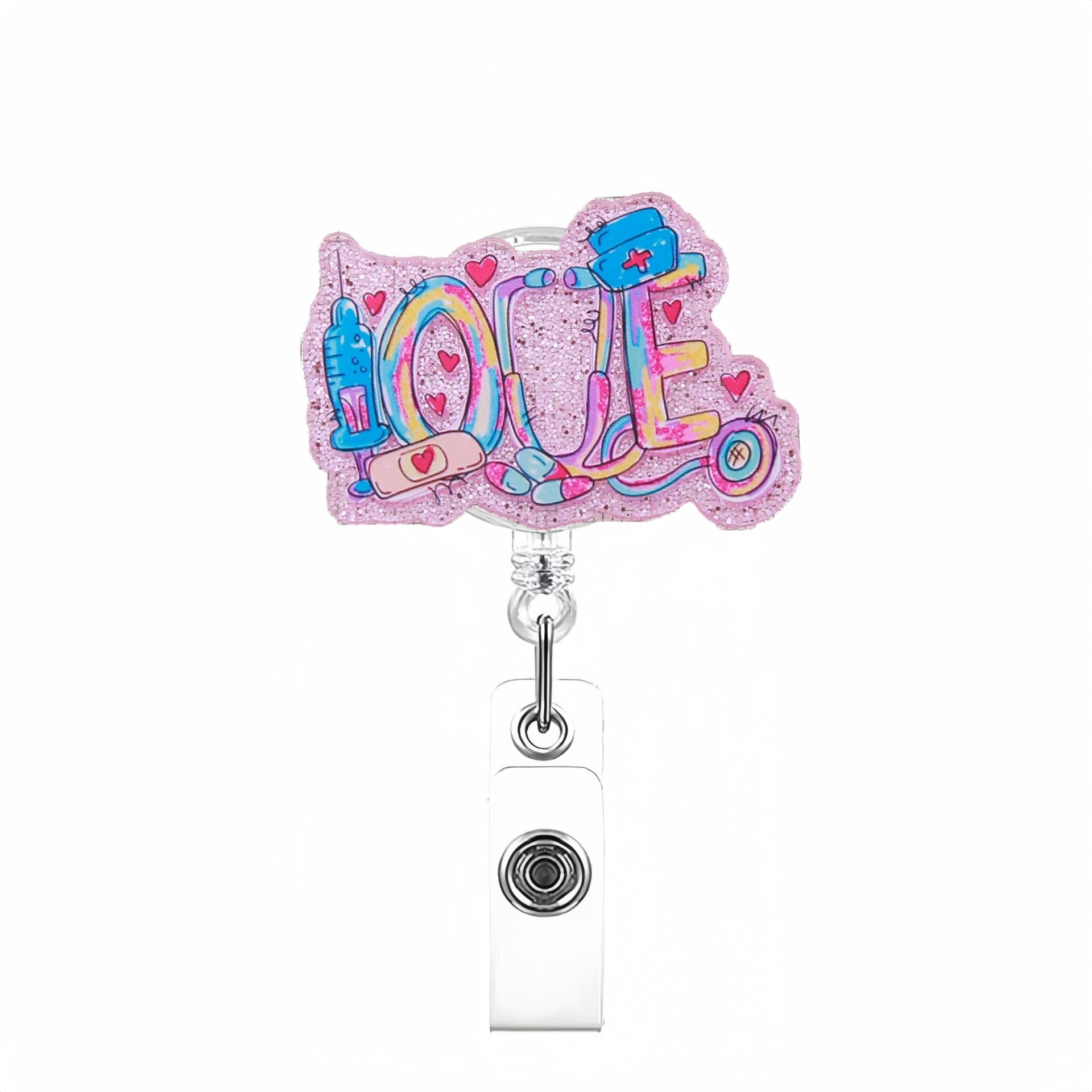 Wholesale 10pcs Nurse Theme Acrylic Retractable Clip Badge Keychain