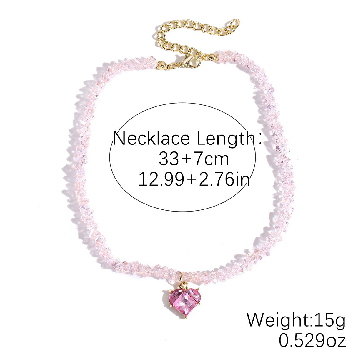 Wholesale  Light Luxury High Love Pendant Crystal Necklace