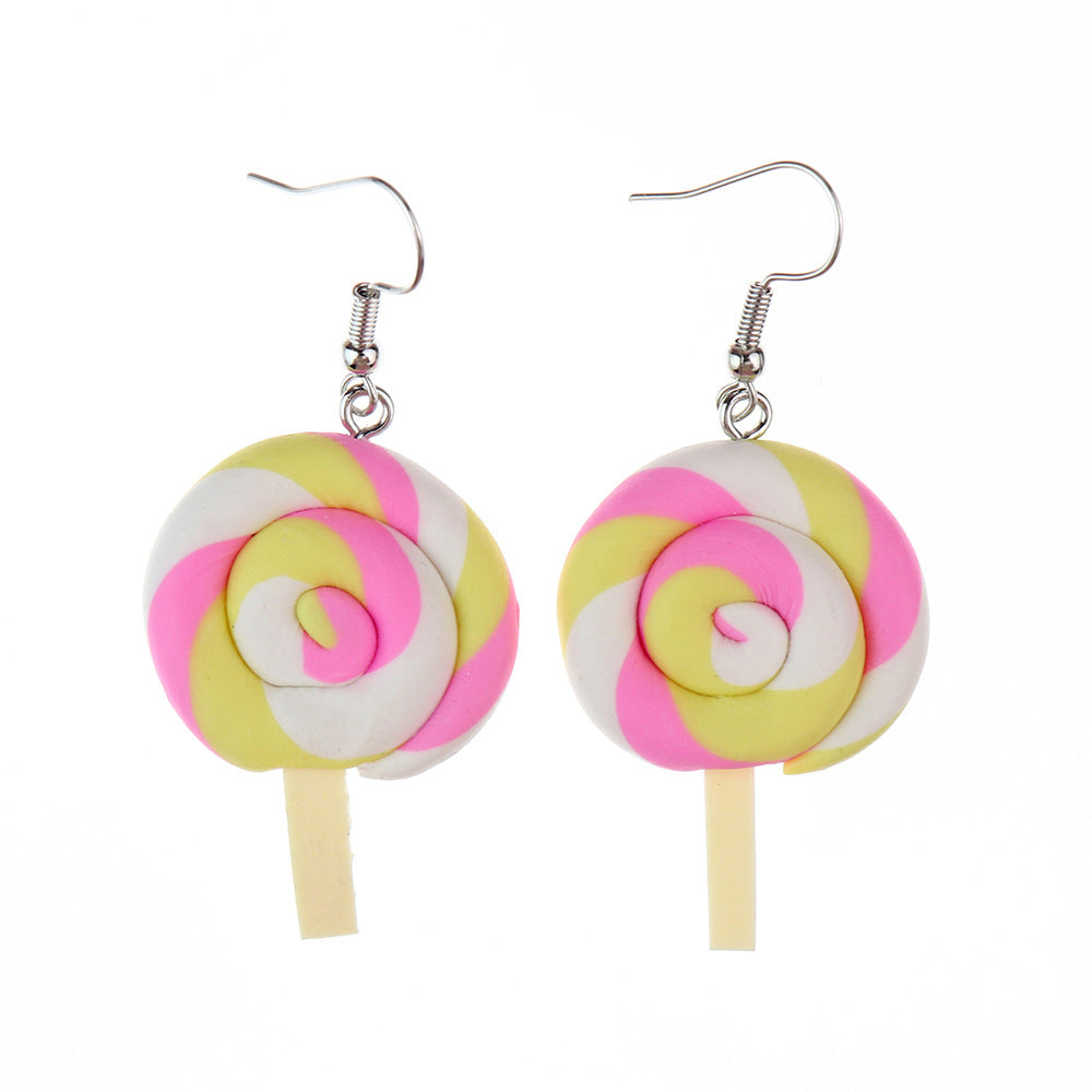 Wholesale  personality cute  soft pottery lollipop earrings