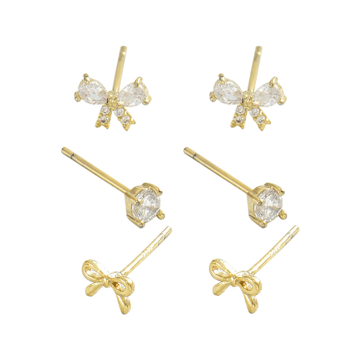 Wholesale Bow Inlaid Zircon Niche Design Earrings
