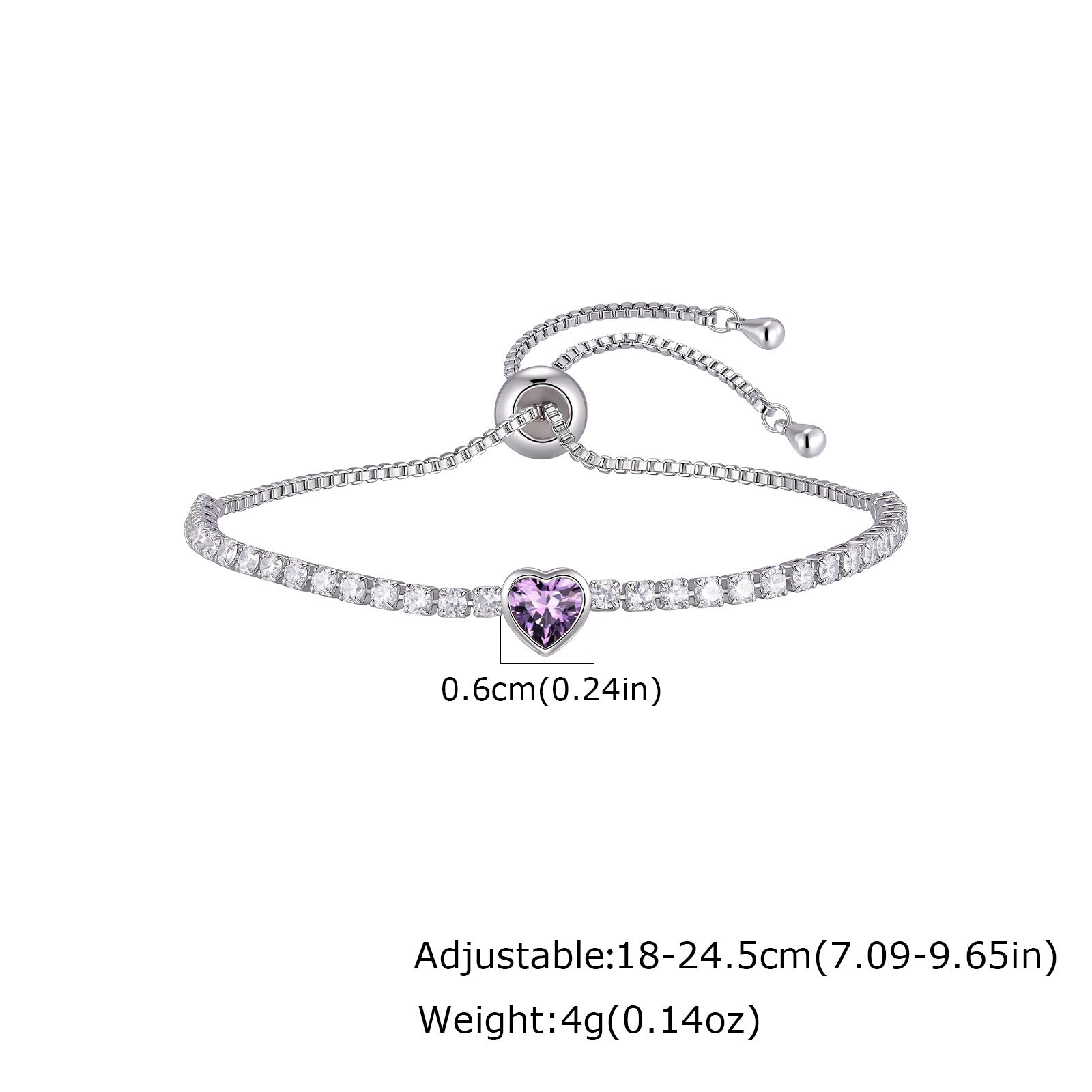 Wholesale Modern January Birthstone Tennis Bracelet Copper Electroplated Women S Chic Jewelry Accessory Gift