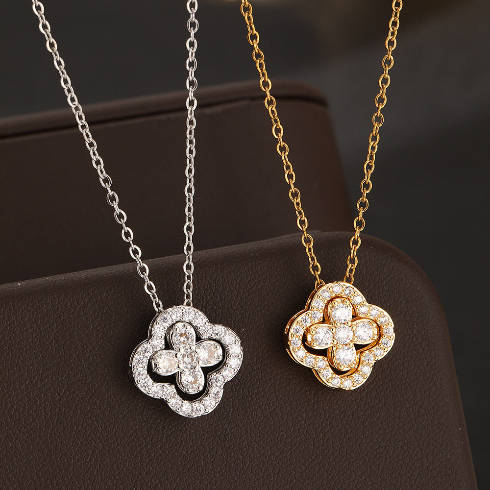 Wholesale Stylish Four Leaf Clover Necklace Gold Electroplated Pendant Everyday Wear Jewelry Accessory For Boutique Resale