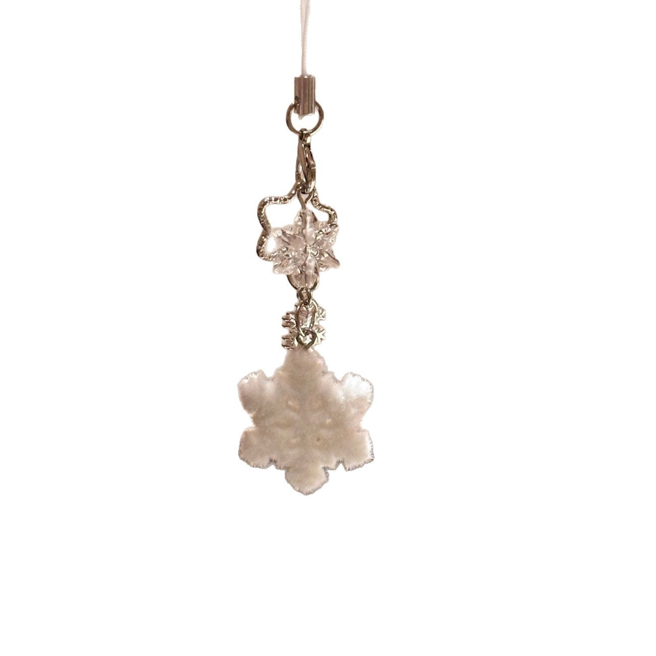 Wholesale Plastic Snowflake Pendant Bag Charm Keychain Jewelry Accessory Resale Gift