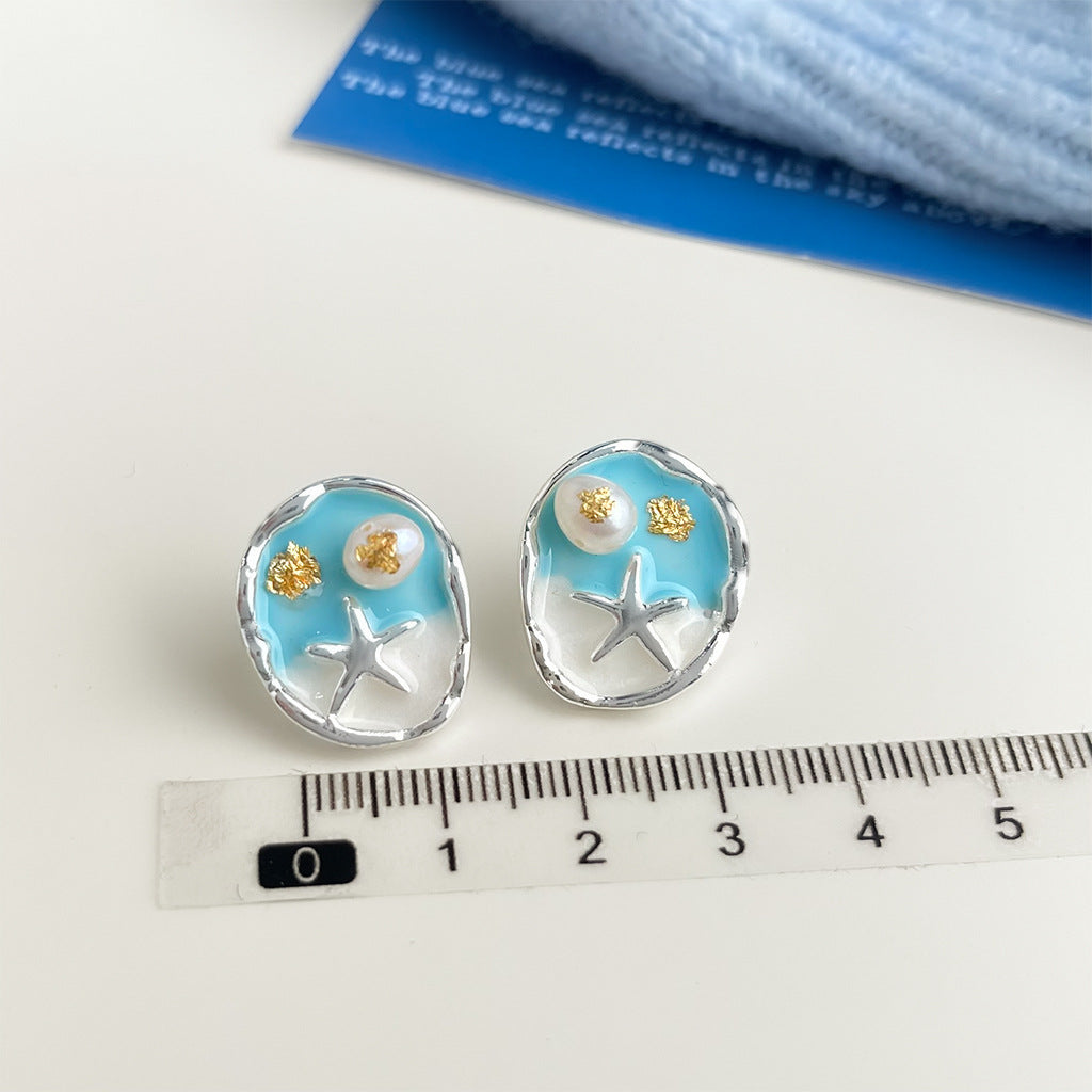 Wholesale blue oil earrings