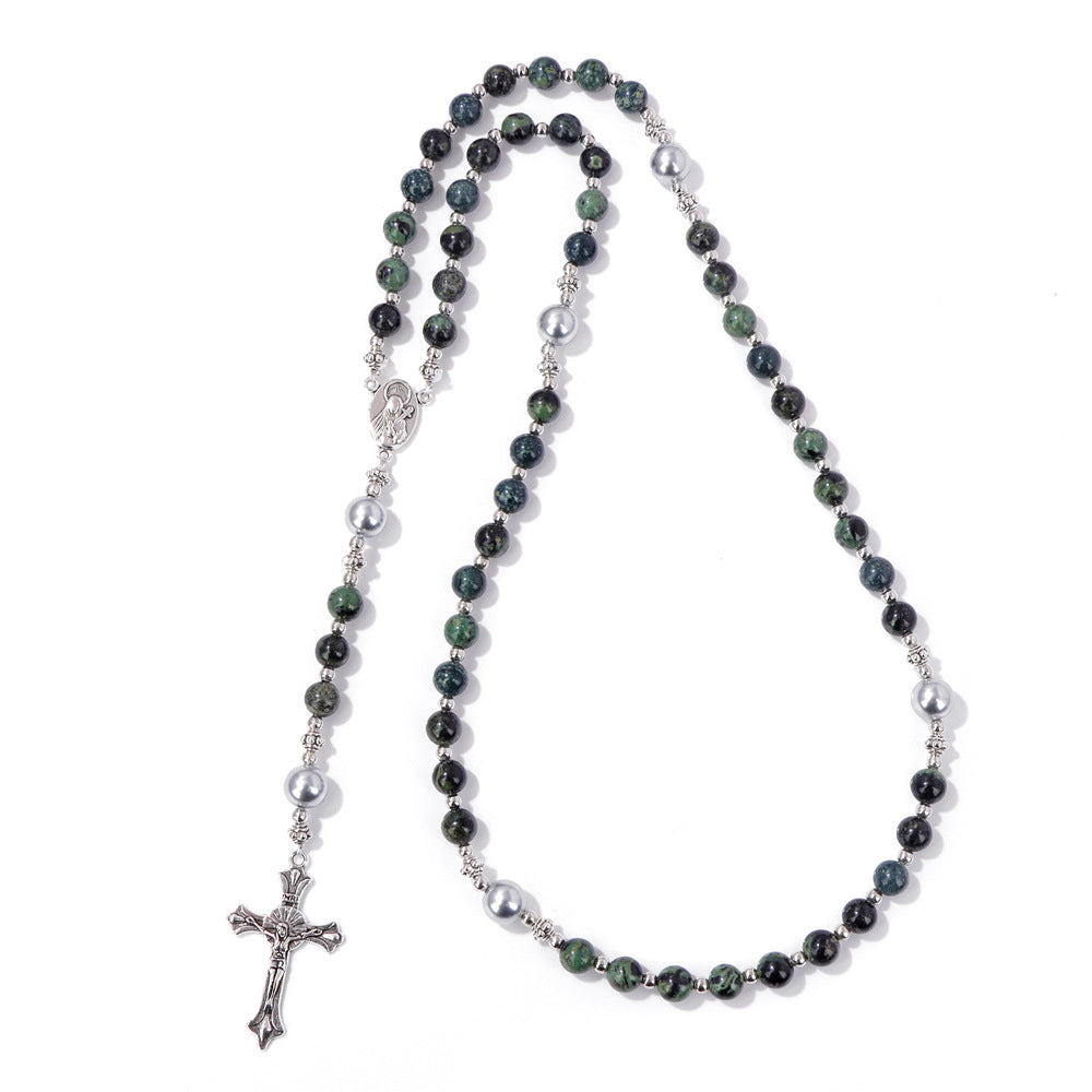 Wholesale Cross Shape Natural Stone Bead Bracelet Unisex Handmade Jewelry for Travel Gift Resale