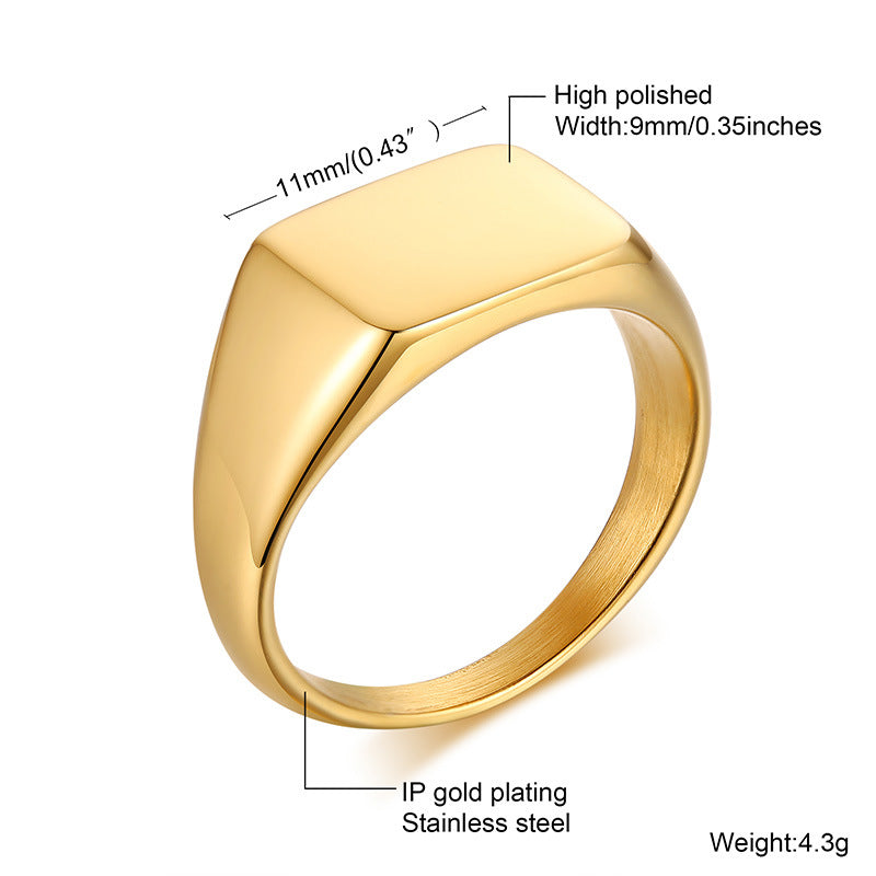 Wholesale Ring Stainless Steel Unisex Seal Gold Glossy ACC-RS-HuaLanXin005