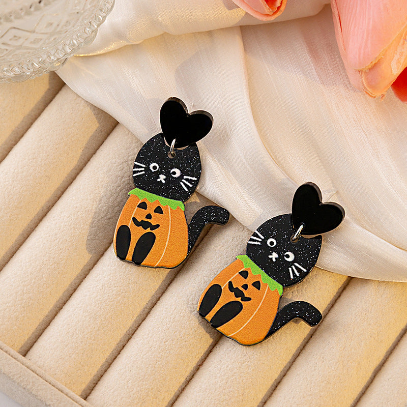 Wholesale Halloween Cat Acrylic Earrings ACC-ES-MDD033