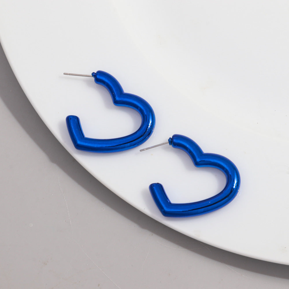 Wholesale Electroplating colorful peach heart acrylic earrings