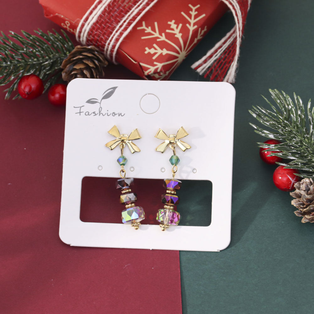 Orecchini in cristallo con stella e fiocco all'ingrosso