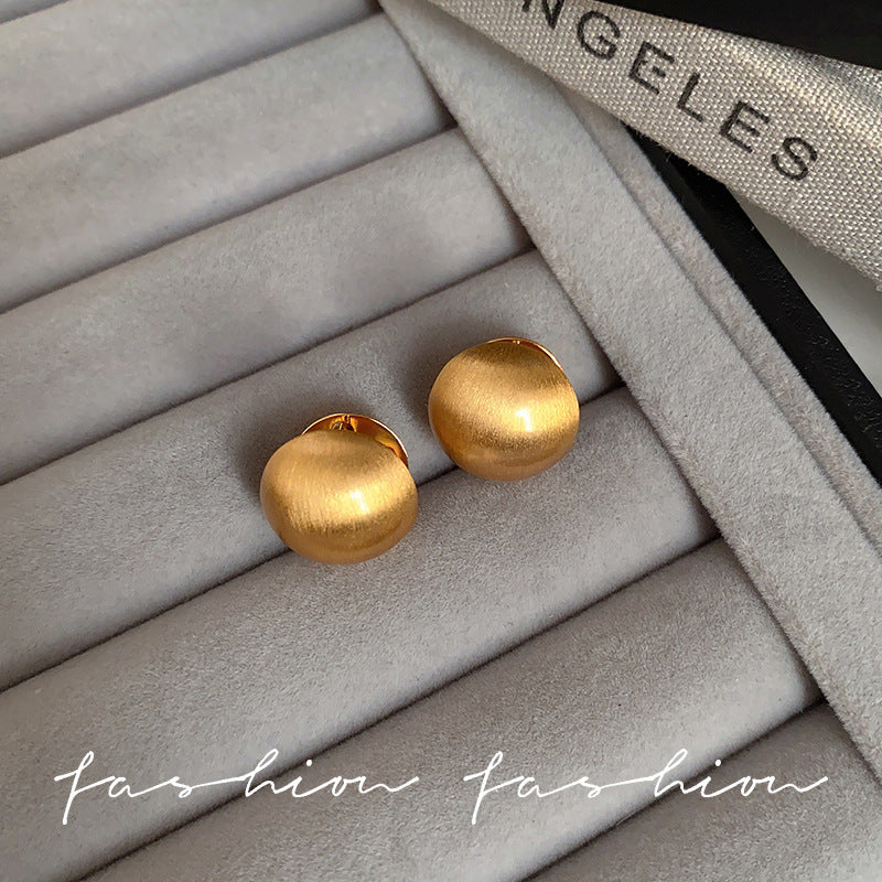 Wholesale  Metal Silver brushed Ball Ear Buckle  Light Luxury Earrings