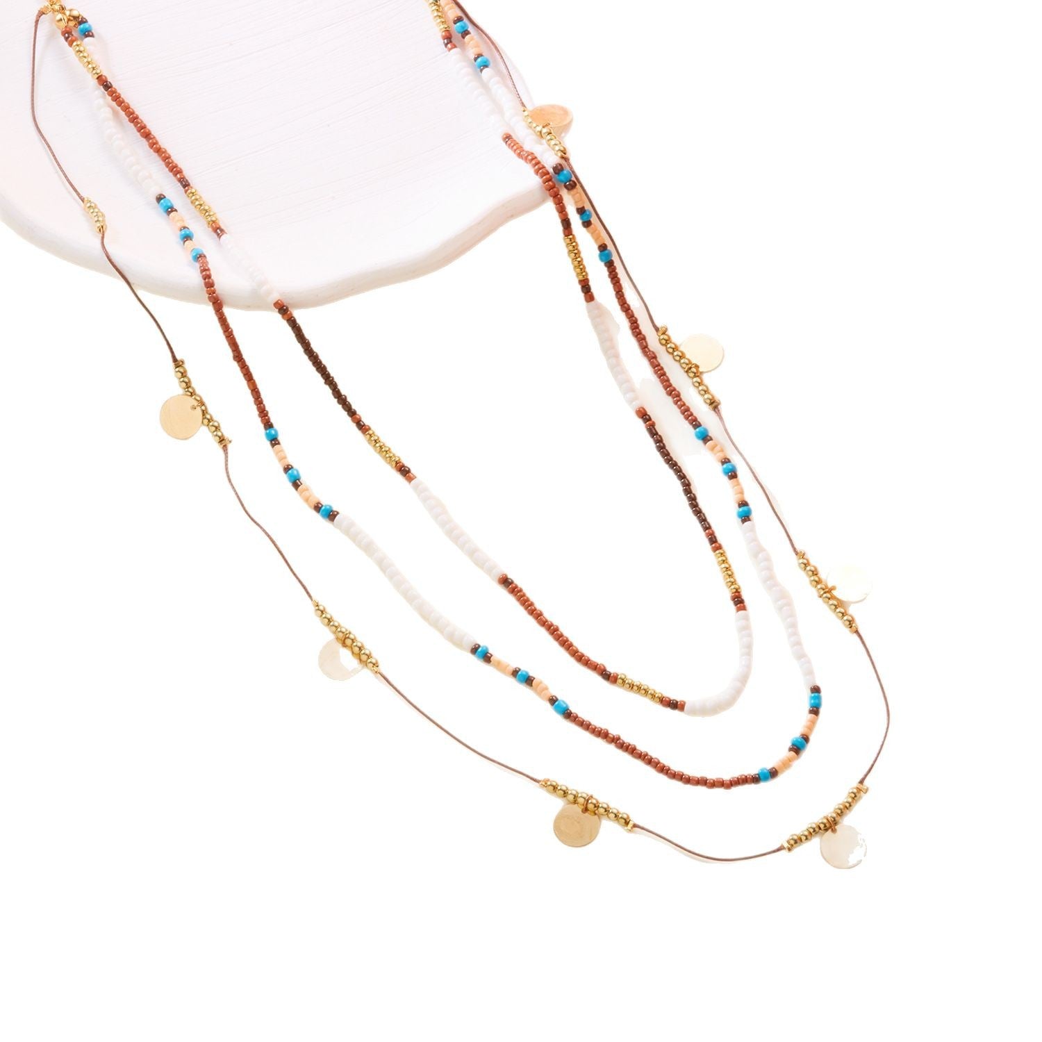 Wholesale beautiful 3-piece Bohemian style beaded necklace