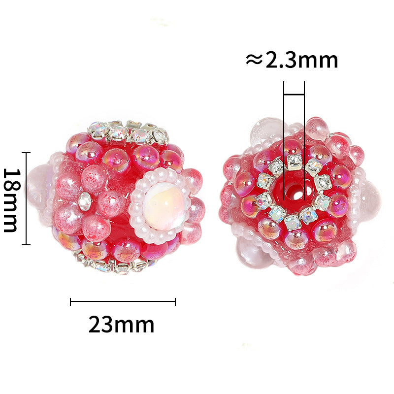 Wholesale 20pcs Heavy Diamond Five-petal Flower Chain Diamond Ball Mermaid Pearl Beads Diy Accessories ACC-BDS-BLG109