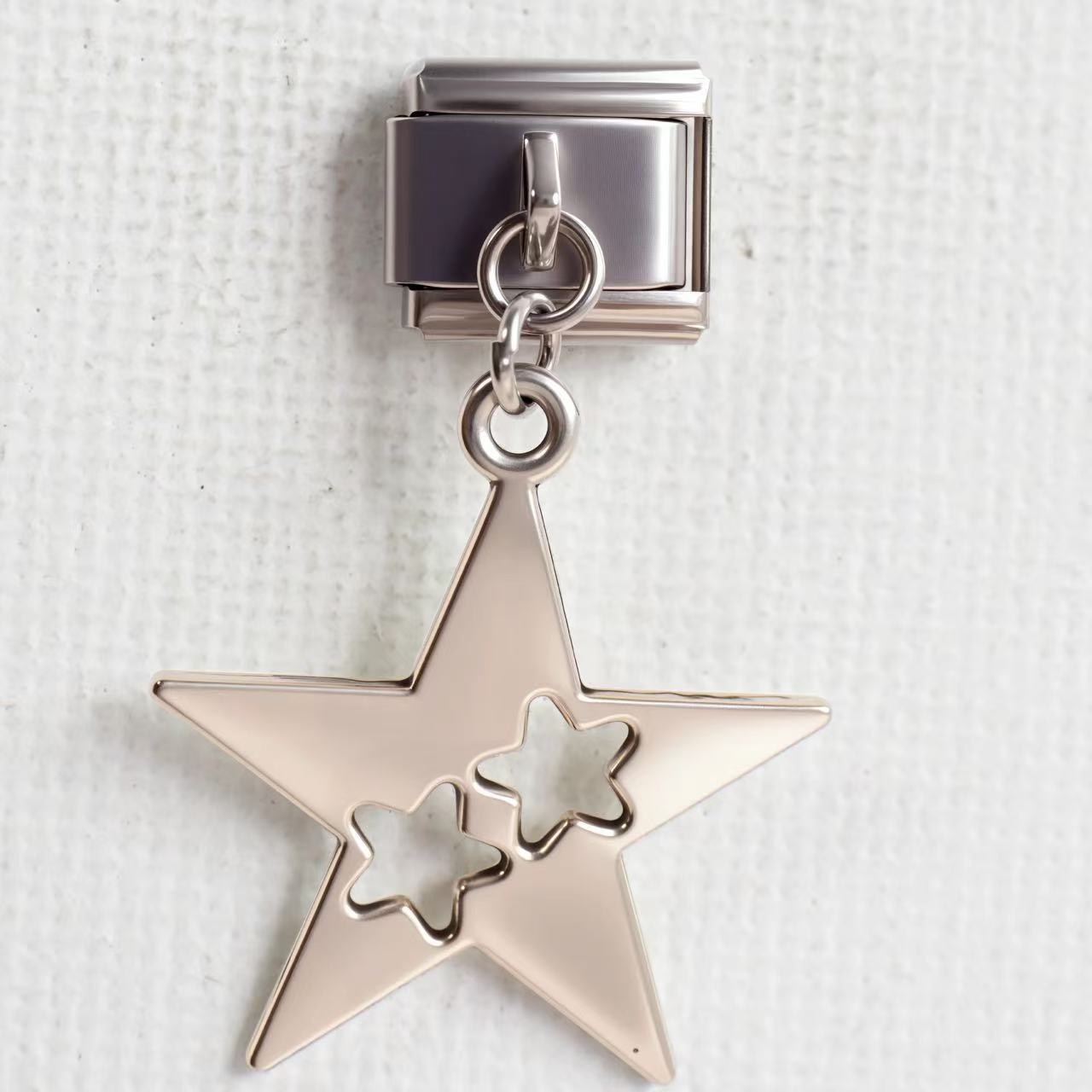 Wholesale 5pcs/pack Makeup &  Accessories Enamel Italian Charms Single Section Creative Stainless Steel Composable Bracelet