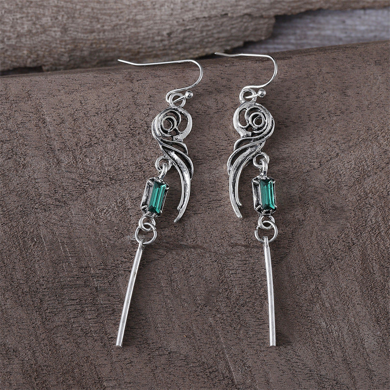 Wholesale  geometric gradient blue-green square zircon earrings