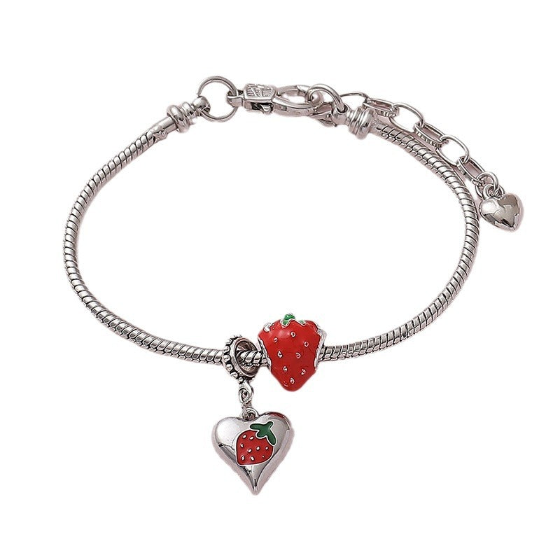 Wholesale painting oil love fruit strawberry bracelet
