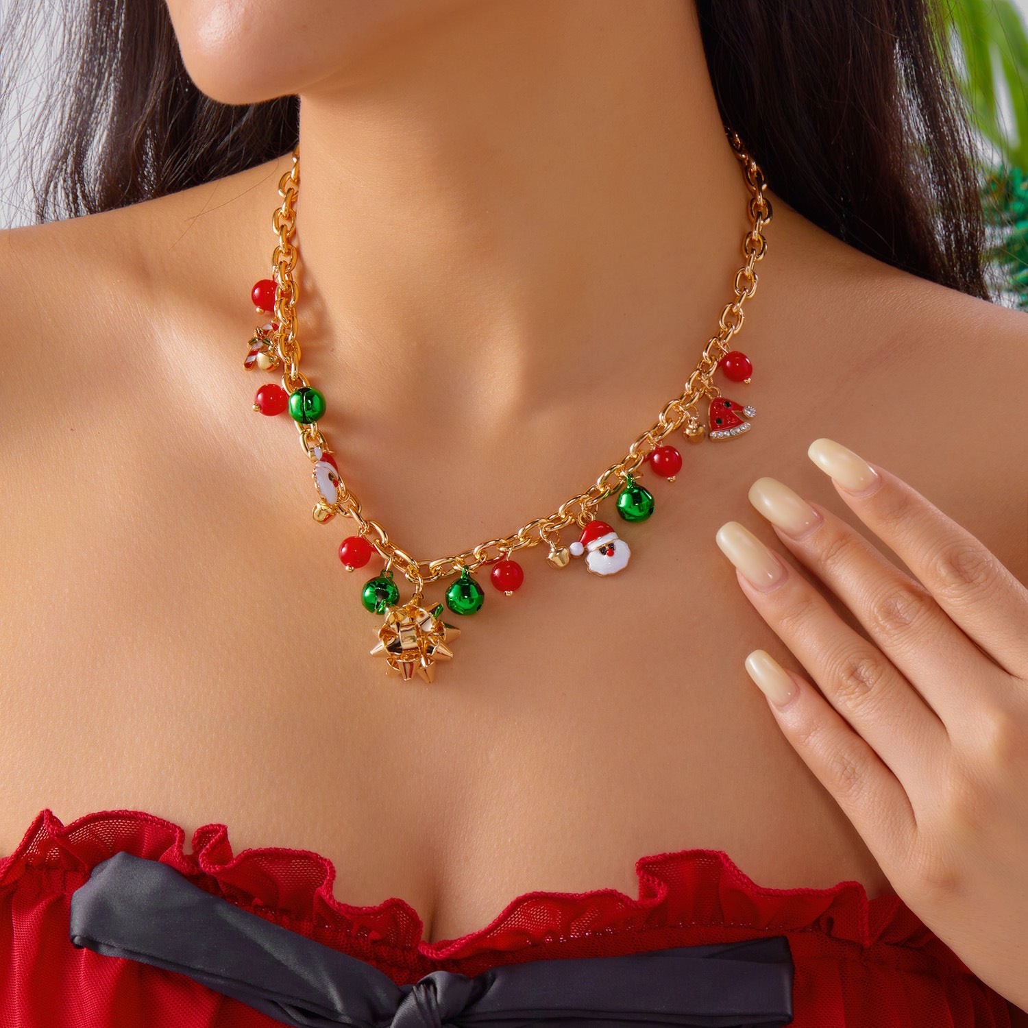 Wholesale Christmas Party  Snowman Elk Colorful Necklace