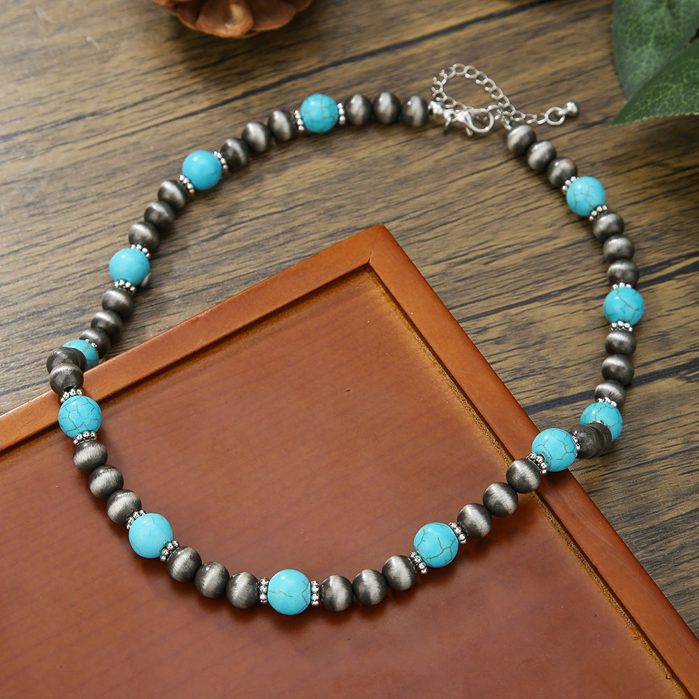 Wholesale turquoise necklace surfing punk necklace niche design hip-hop necklace