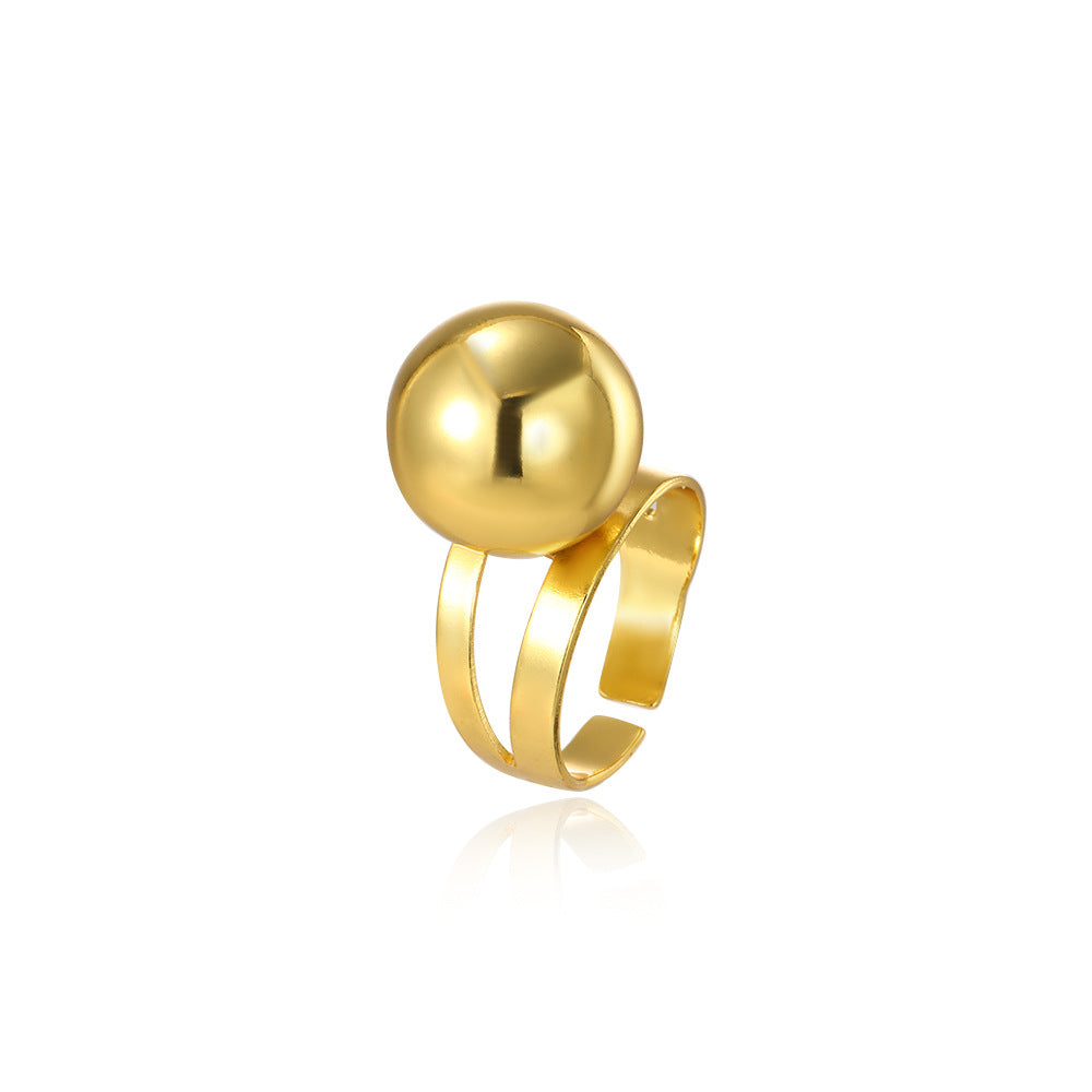 Wholesale Hollow polished ball copper plated color-retaining adjustable ring