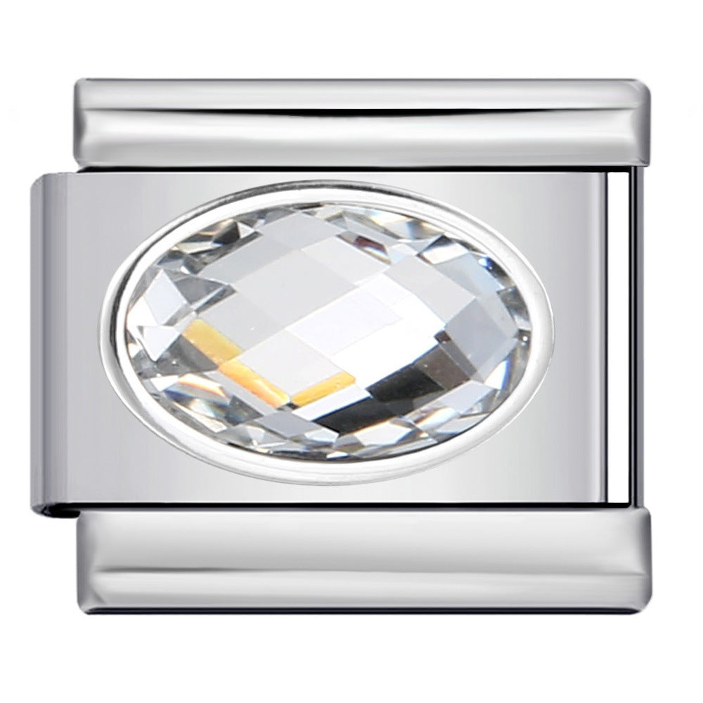 Wholesale Italian Charm Bracelet 9mm DIY Splicing Removable Oval Color Stone Stainless Steel Composable Bracelet