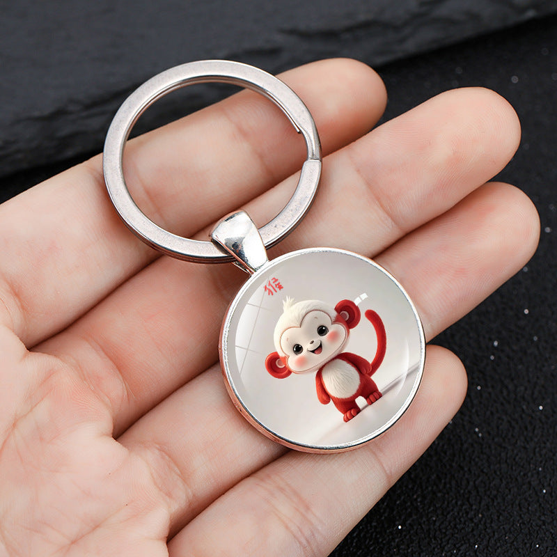 Wholesale Round keychain with zodiac pattern
