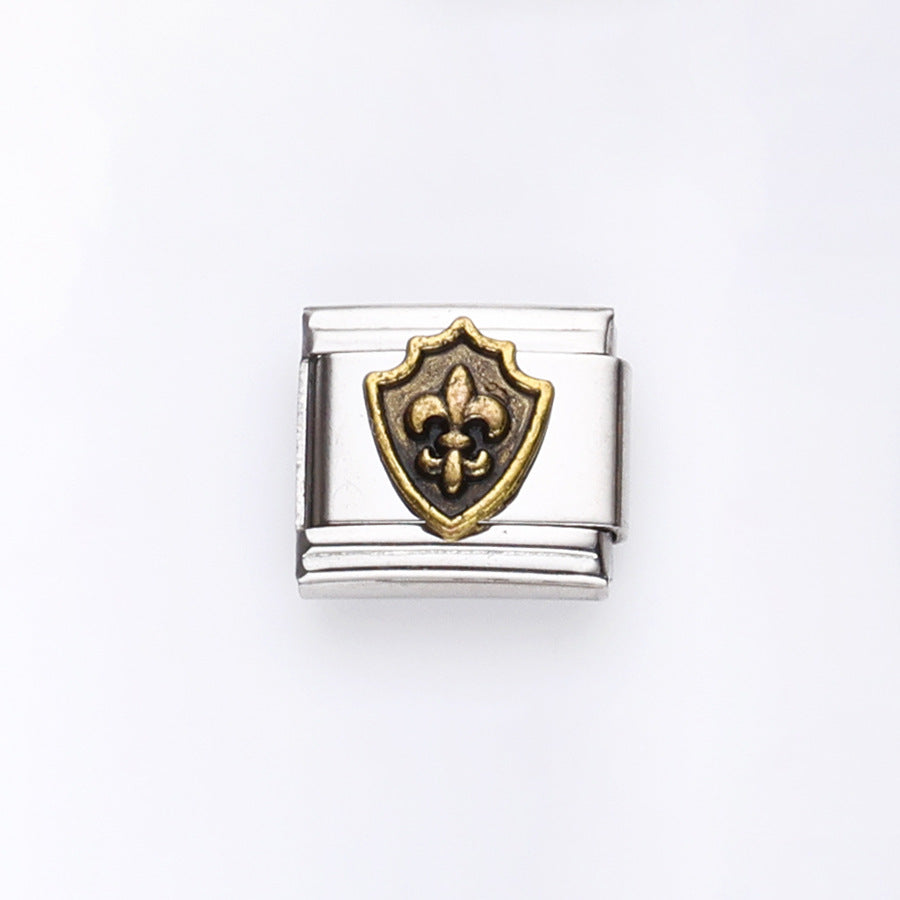 Wholesale 10pcs Italian Charm Bracelet 9mm DIY Splicing Cross Rose Stainless Steel Composable Bracelet