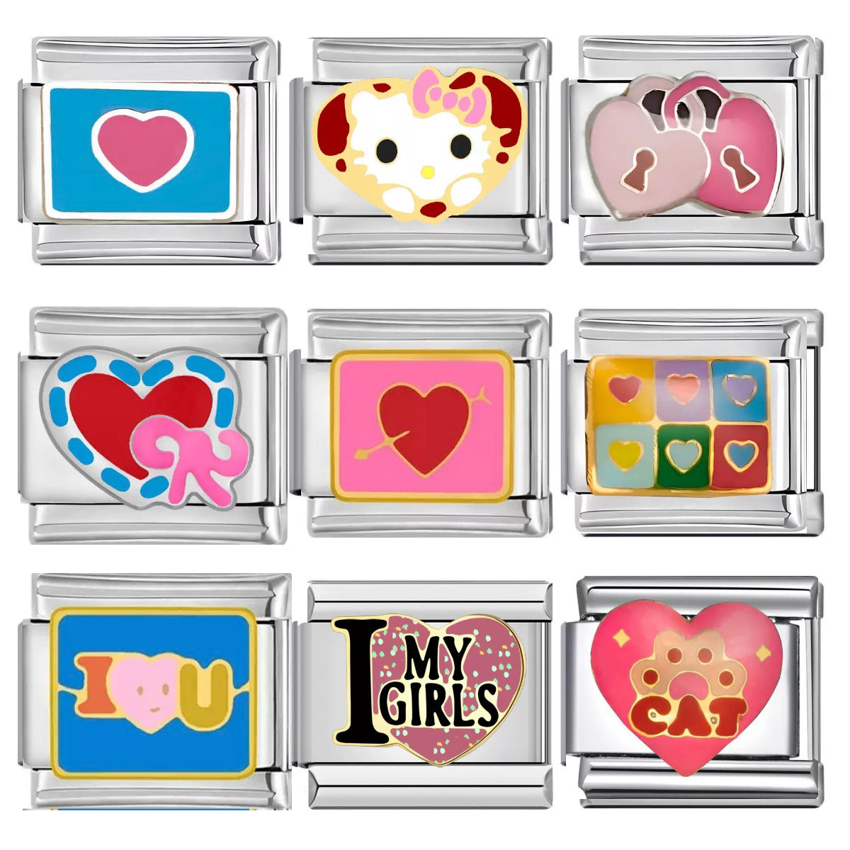 Wholesale Italian Charm Bracelet 9mm DIY Splicing Creative Cute Pattern Stainless Steel Composable Bracelet