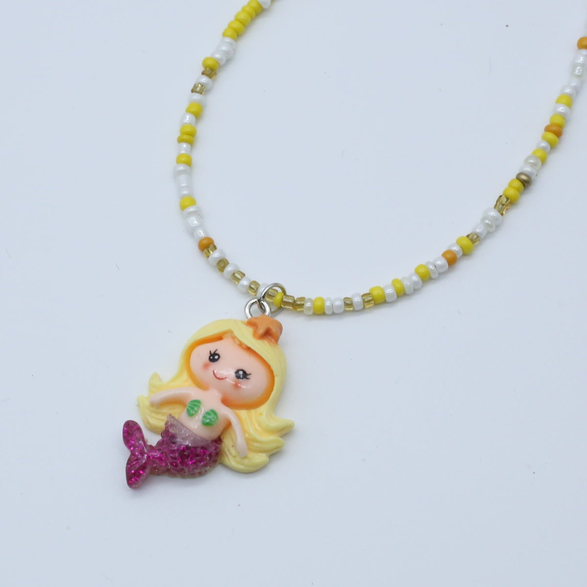 Wholesale gradient mermaid necklace  rice beads beaded necklaces