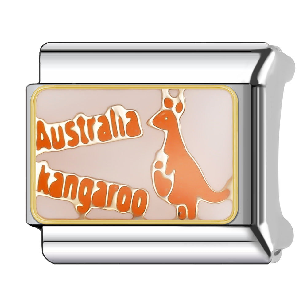 Wholesale Italian Charm Bracelet 9mm DIY Splicing National Tourism Scenic Logo Stainless Steel Composable Bracelet