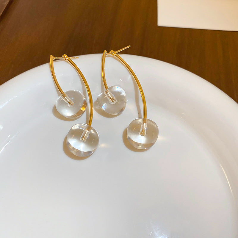 Wholesale Dark Red Resin Cherry Fruit Silver Needle Earrings ACC-ES-JingQiao003