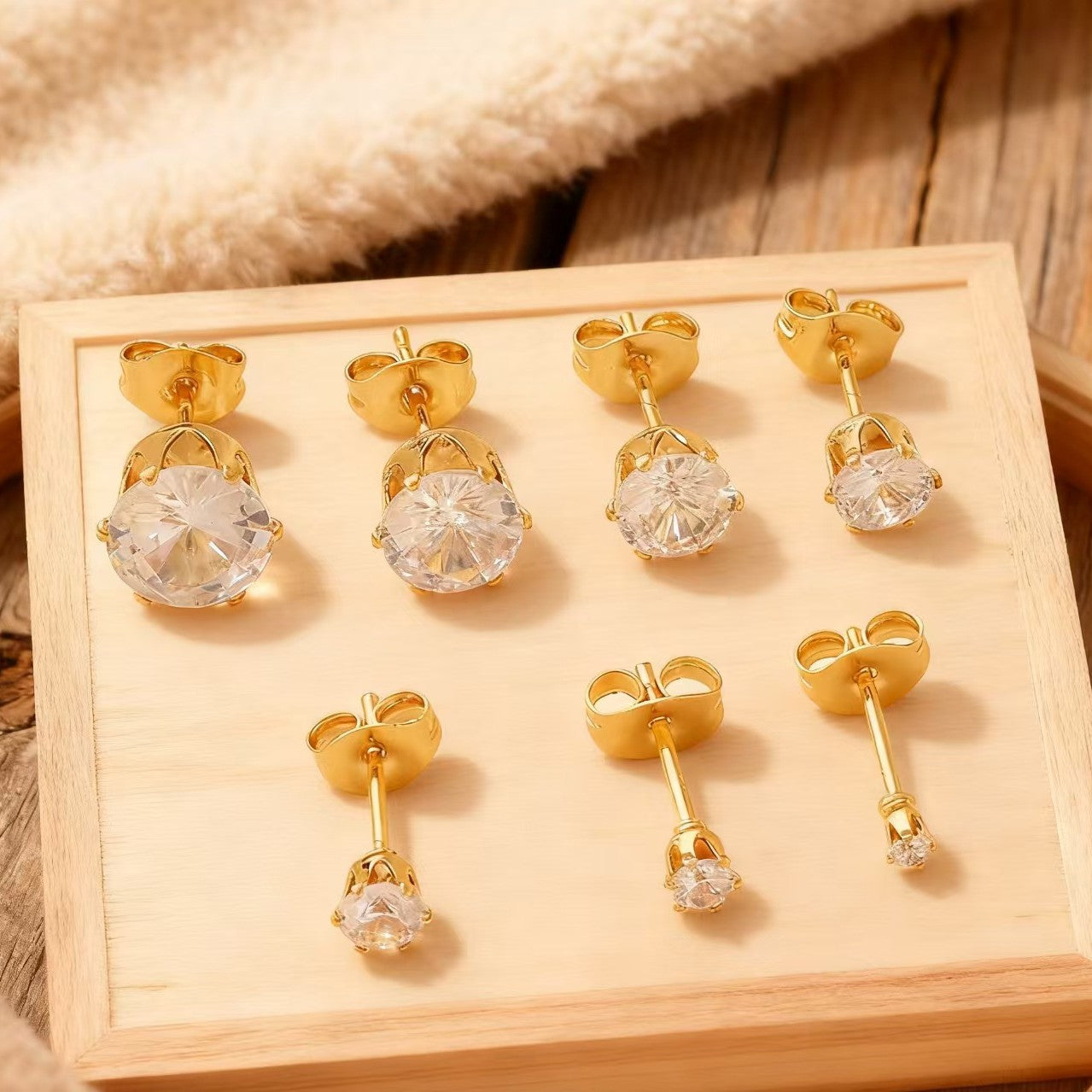 Wholesale 5pcs 2-8mm stainless steel stud earrings
