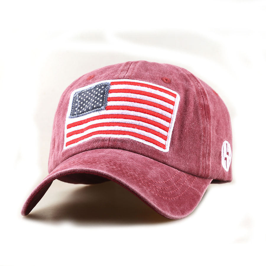 Wholesale American Flag Classic  Baseball Cap Embroidered Letter Patch Washed Cotton Hat