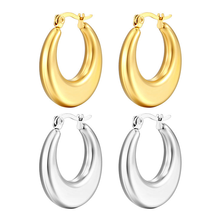 Wholesale Smooth Hollow 18K Stainless Steel Earrings ACC-ES-MuShan036