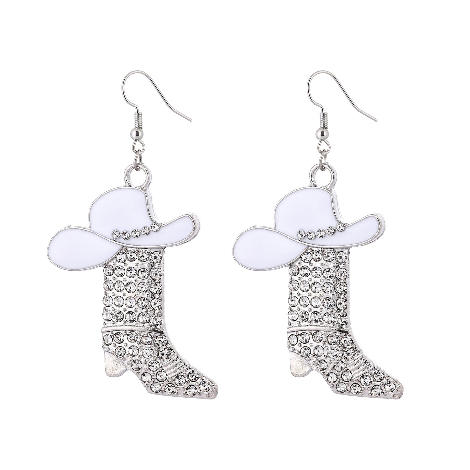Wholesale western boots pendant earrings creative full diamond earrings