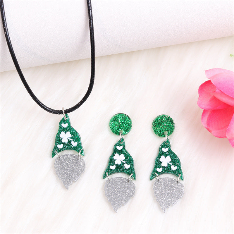 Wholesale St. Patrick's Day Flower Earrings Jewelry Set Acrylic Earrings