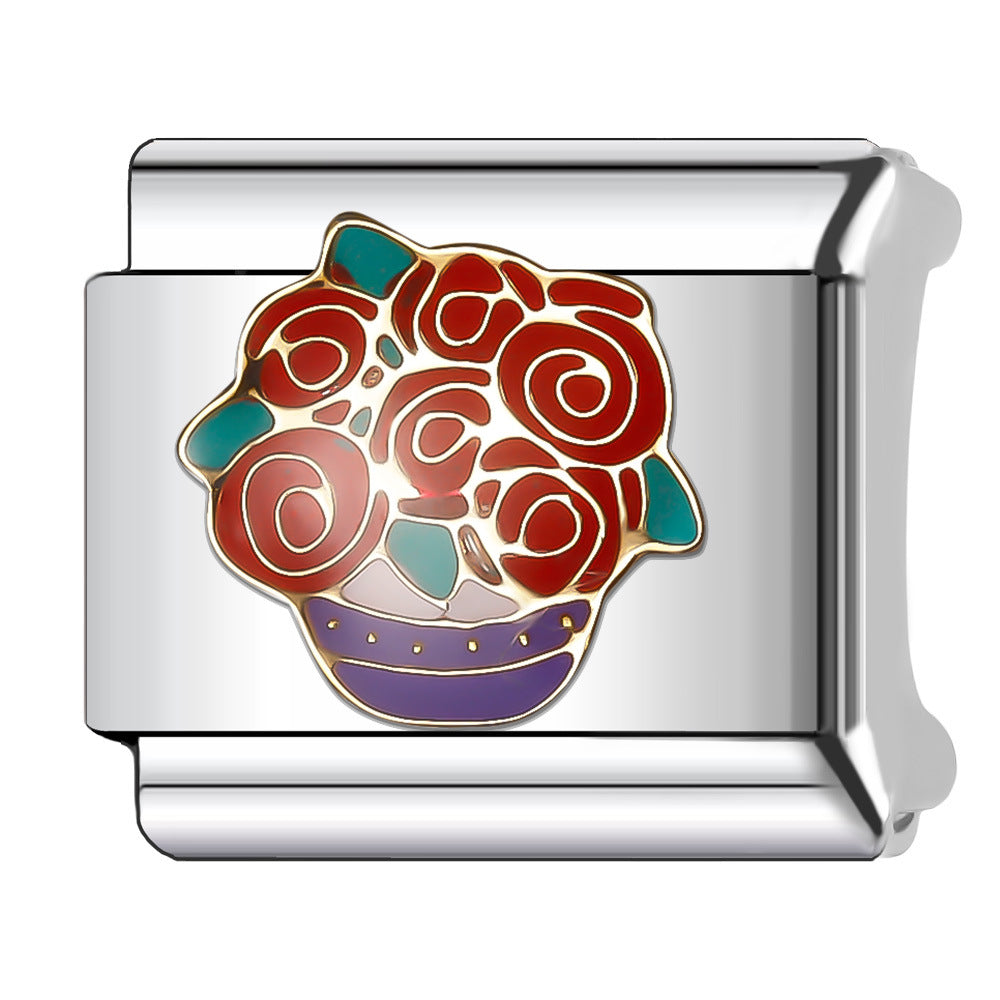 Wholesale Italian Charm Bracelet 9mm DIY Splicing Creative Pattern Stainless Steel Composable Bracelet