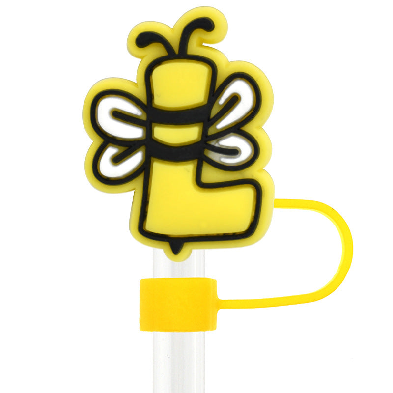 Wholesale Random 100pcs Bee Letters 10mm Straw Tube Cap ACC-SCR-RYY068