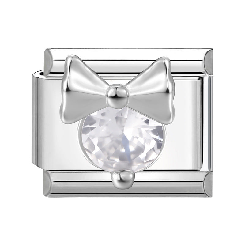 Wholesale 9mm Italian Charm Starter Bracelets DIY Zirconia-set Stainless Steel Composable Bracelet