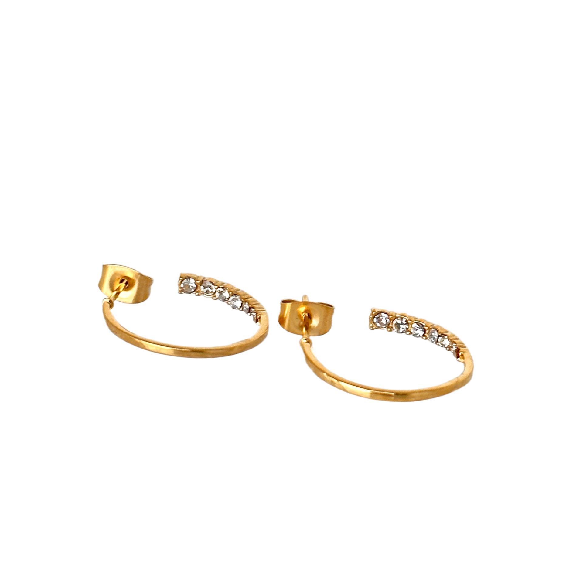 Wholesale Titanium steel full circle inlaid zircon earrings