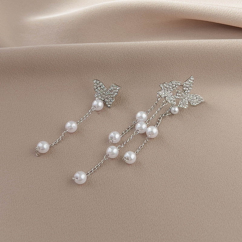 Wholesale Long Tassel Bow Asymmetrical Earrings ACC-ES-XiaoCheng007