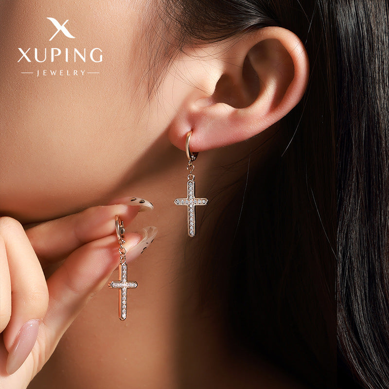 Wholesale Micro-inlaid Zirconium Cross Earrings