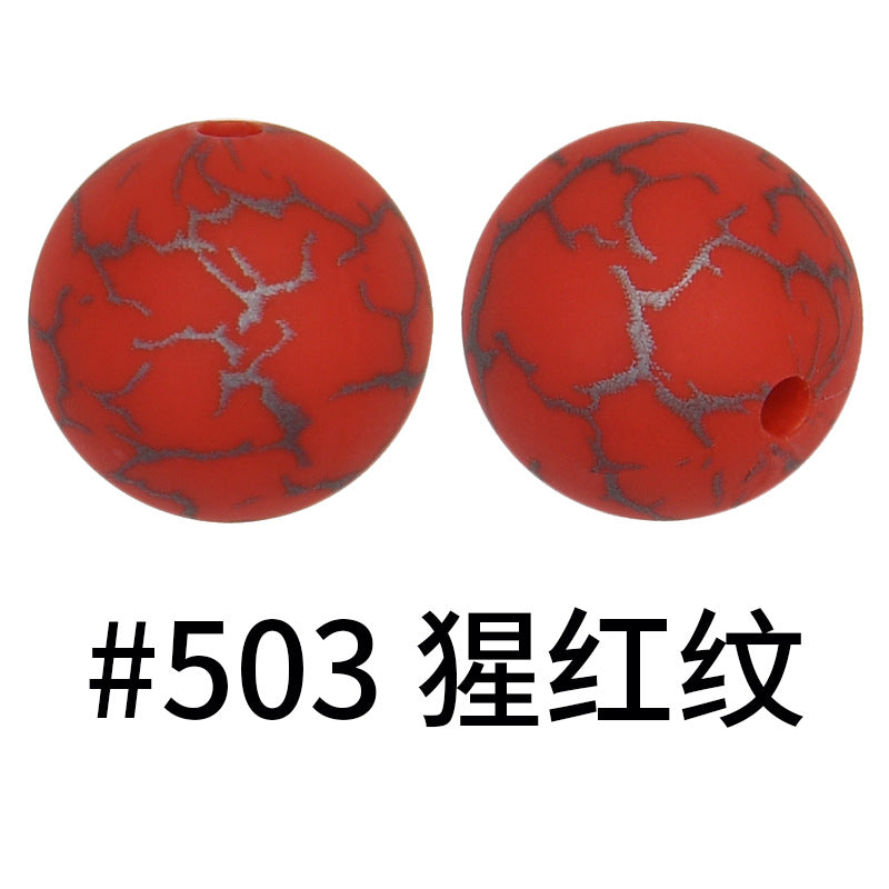 Wholesale 50pcs 15mm Colorful Crack Printed Silicone Balls DIY Beaded Accessories ACC-BDS-HeSheng050