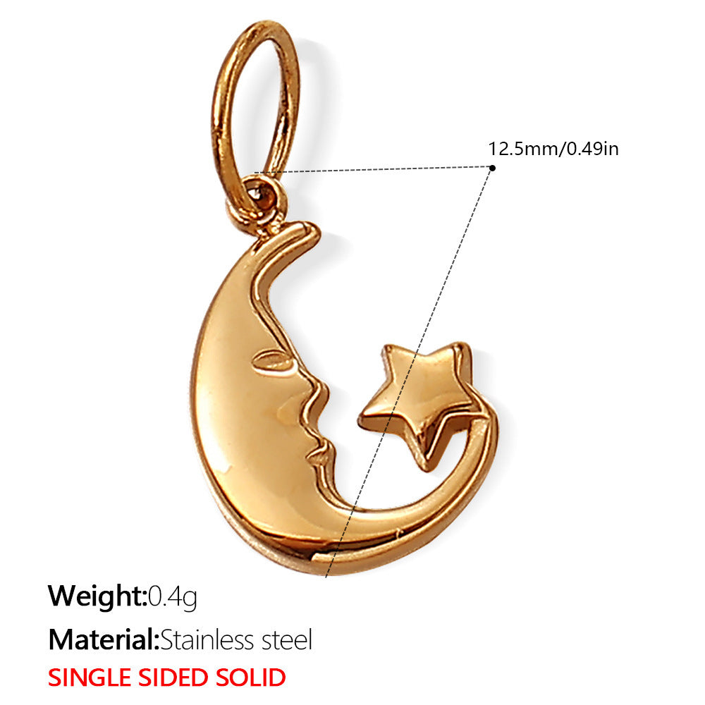 Wholesale Diamond-Encrusted Star and Moon Titanium Steel Pendant Accessories