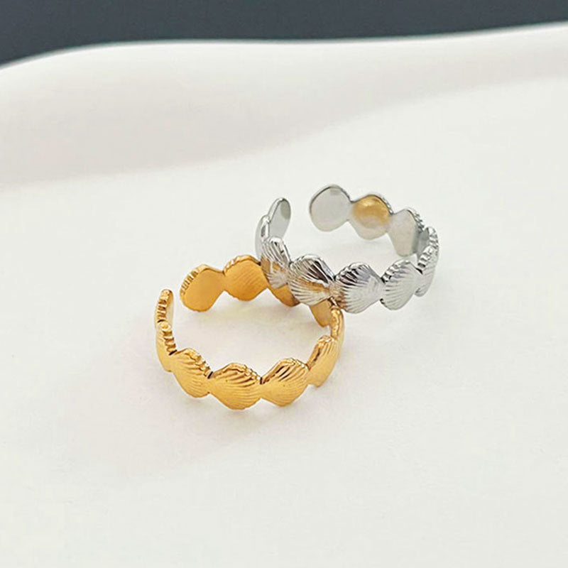 Wholesale  non-fading  stainless steel seaside shell  ring