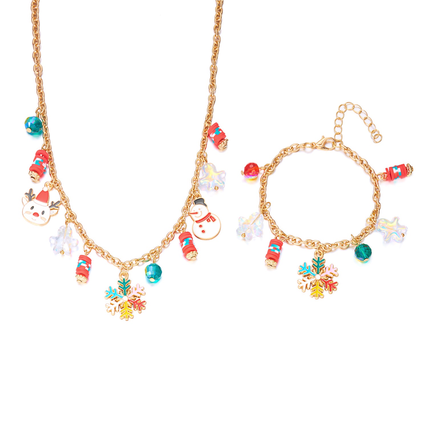 Wholesale Christmas tree snowflake party necklace bracelet set