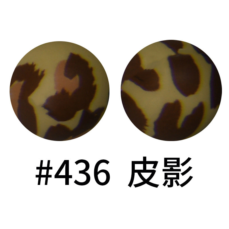 Wholesale 50pcs 15mm Western Style Leopard Skull Color Aztec Printed Silicone Balls Beads ACC-BDS-HeSheng002