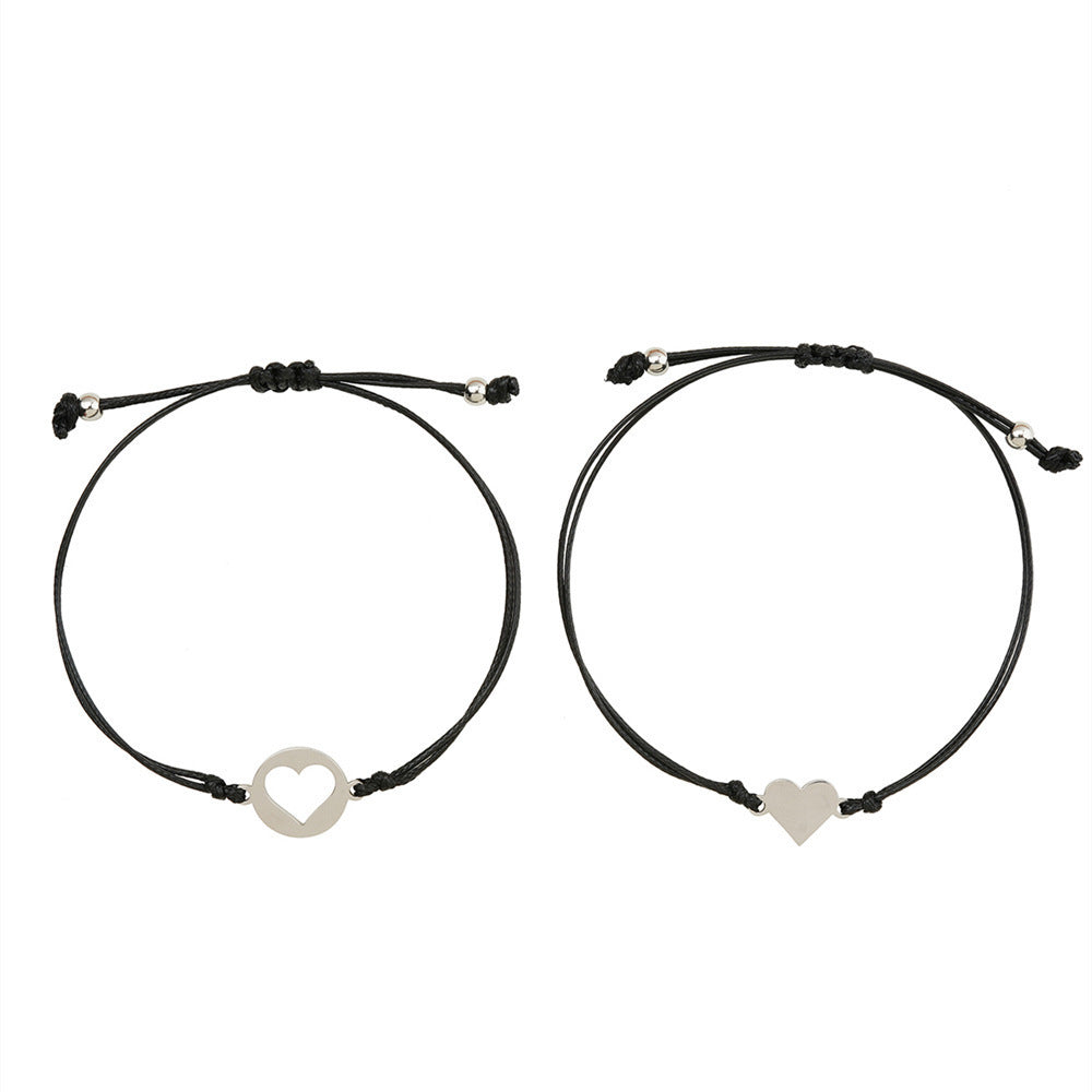 Wholesale Mother's Day Mom and Me Hollow Heart Shape Wax Thread Braided Bracelet Miyuki ACC-BT-ZhongH019