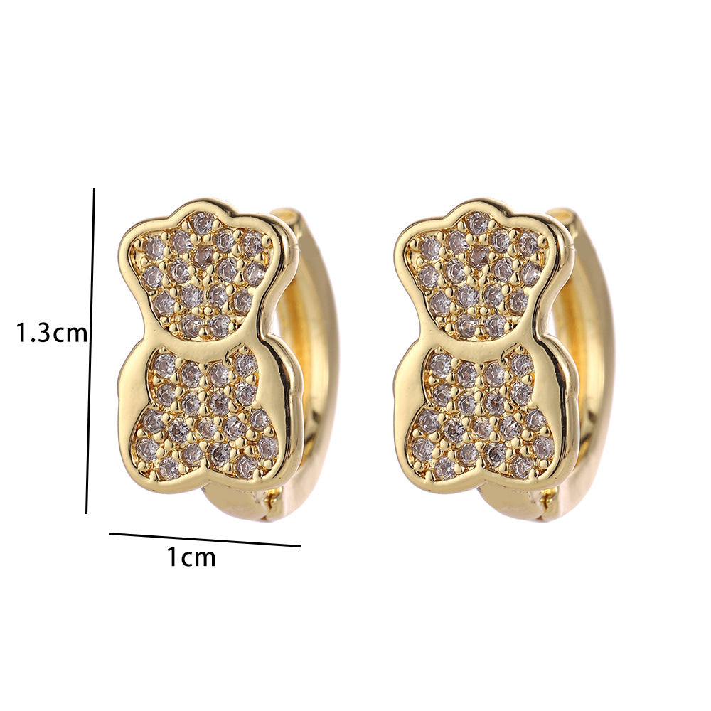 Wholesale Modern Butterfly Flower Earrings With Micro Set Zircon 18K Gold Plated Copper Fashion Party Gift Jewelry Accessory