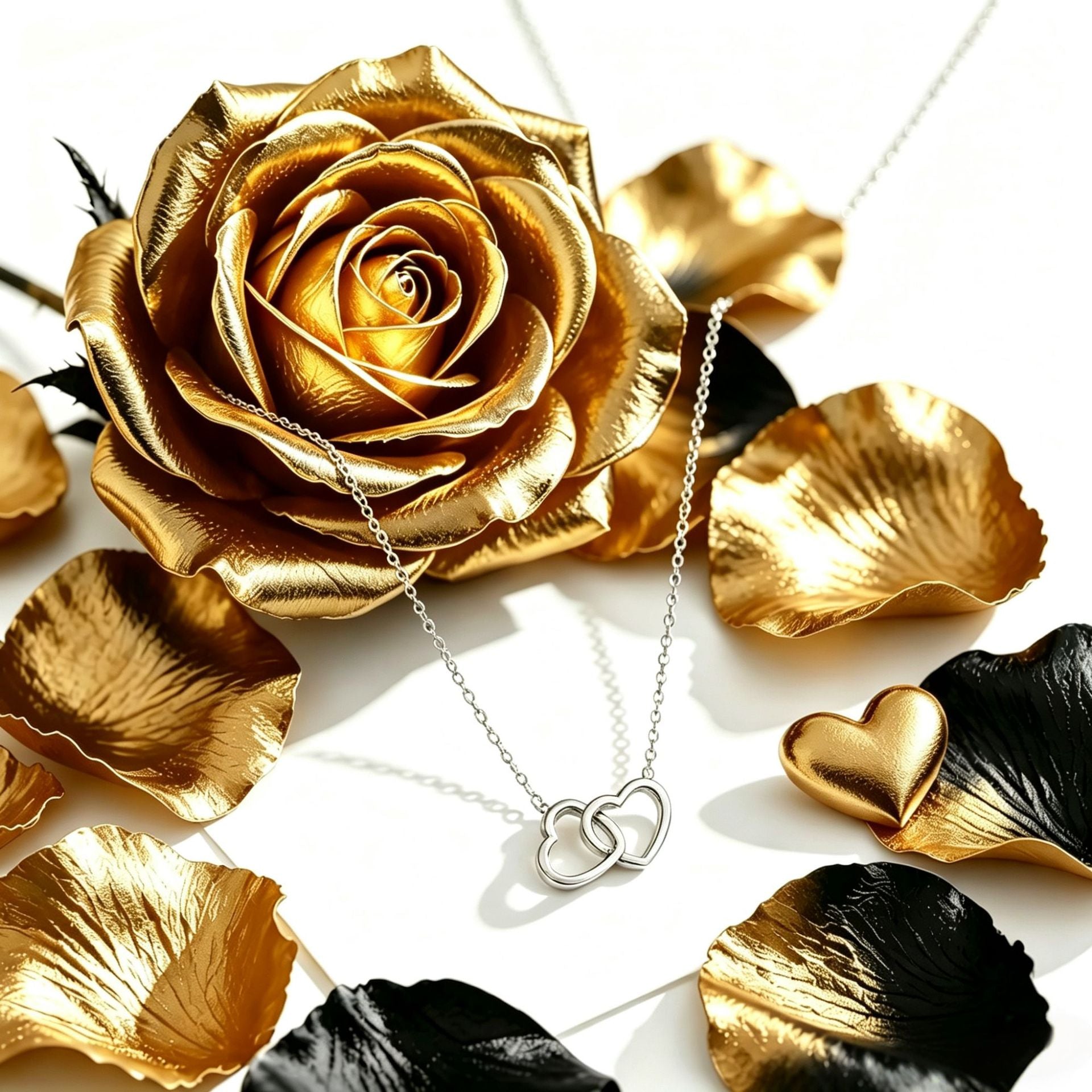 Wholesale Double Openwork Heart Stainless Steel Necklace