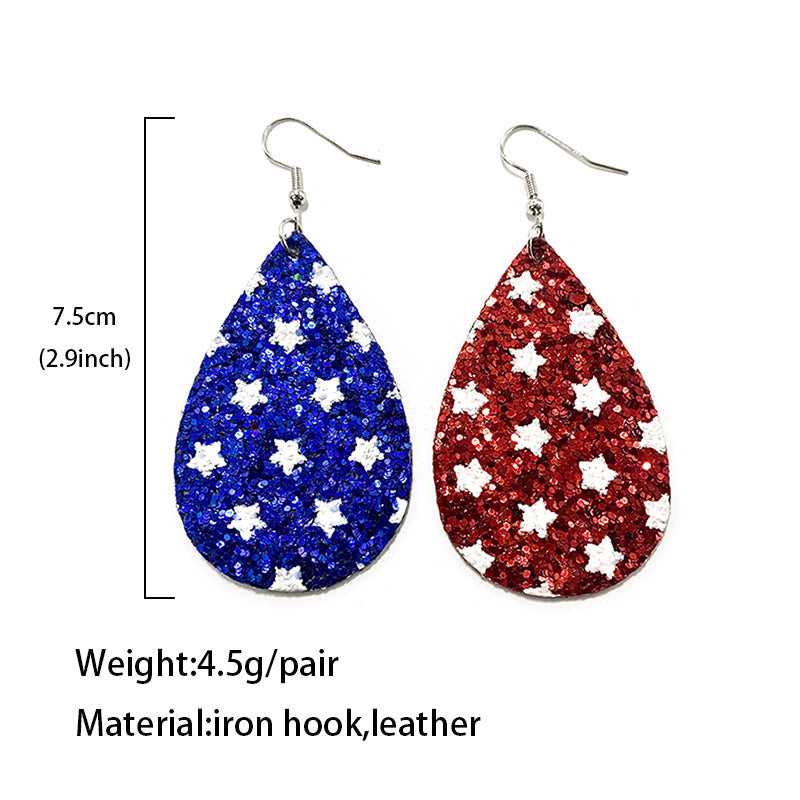 Wholesale  Independence Day Leather Earrings