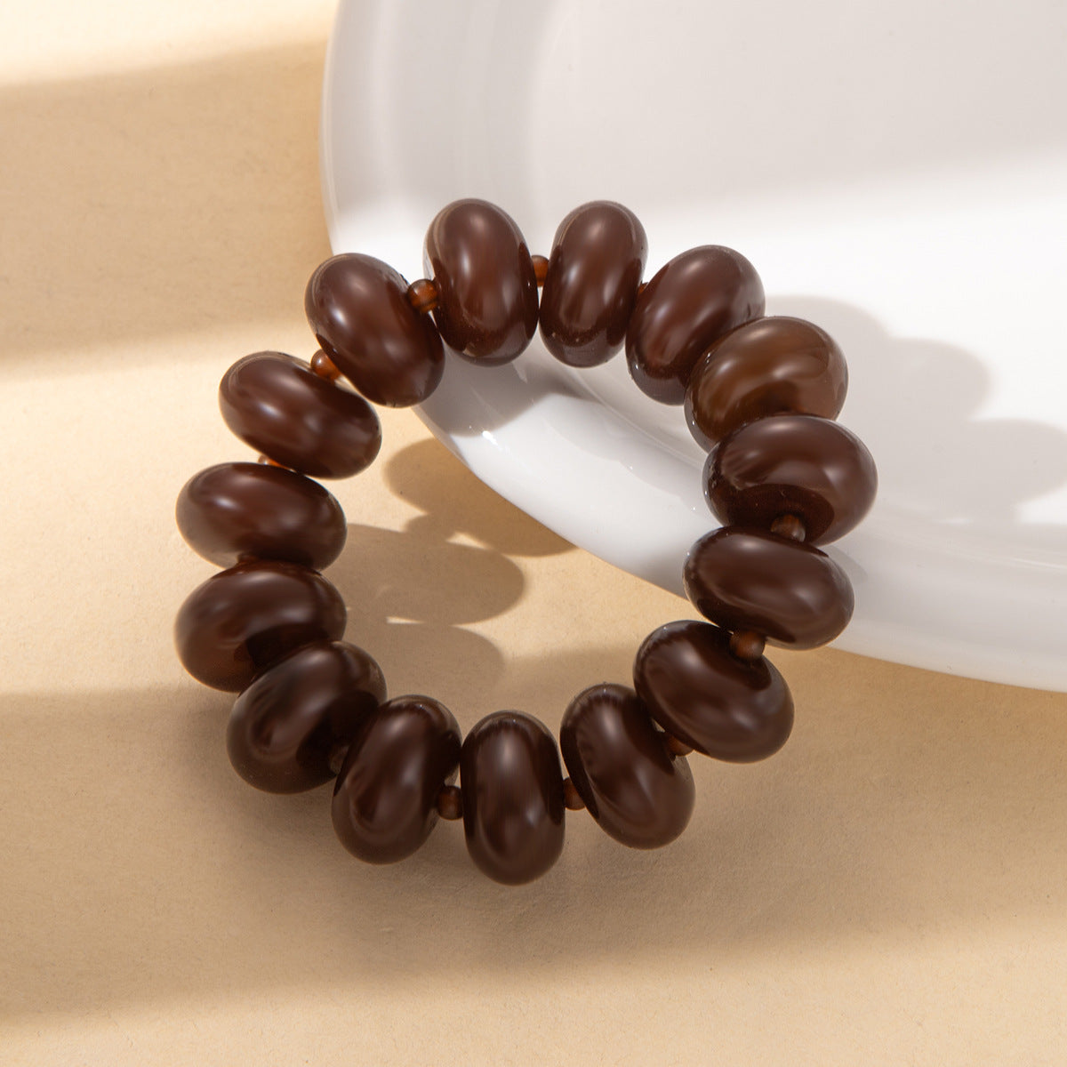Wholesale Sweet Korean Style Dark Purple Resin Abacus Bead Bracelet Cute Student Fashion Accessory Everyday Gift For Women